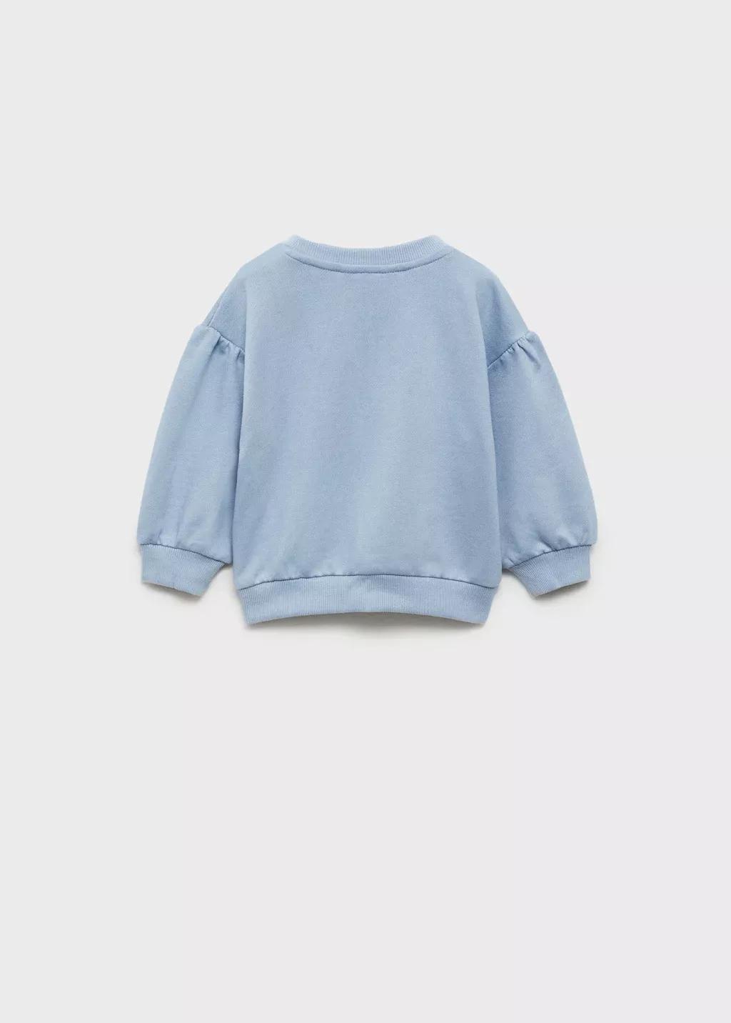 Blue Lt Pastel Embossed Message Cotton Sweater, Baby Girl, , large image number 2