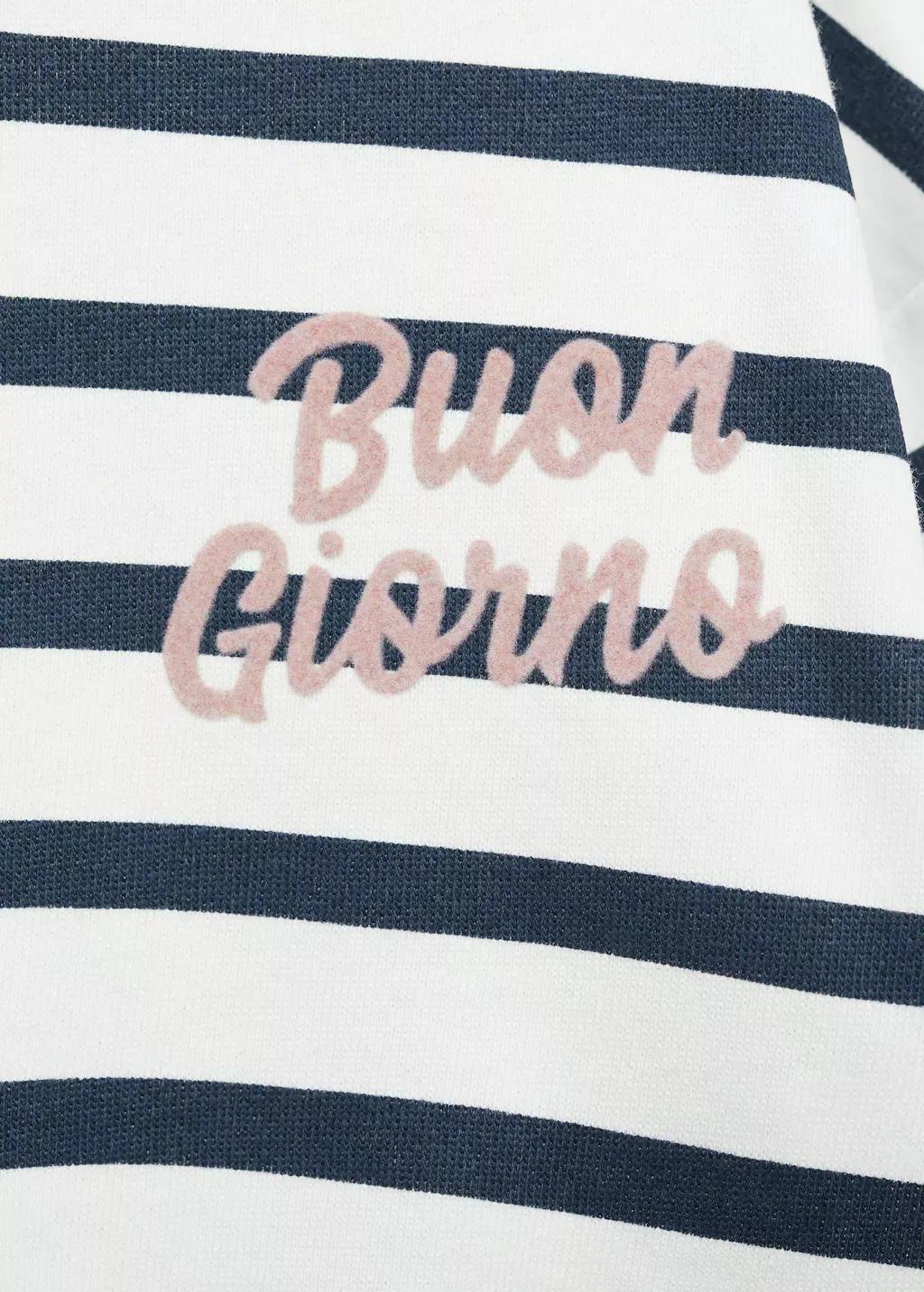 White Message Striped Sweatshirt, Baby Girl, , large image number 1