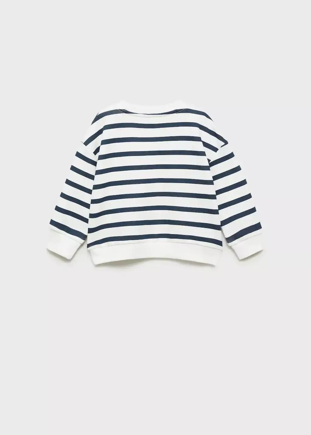 White Message Striped Sweatshirt, Baby Girl, , large image number 3