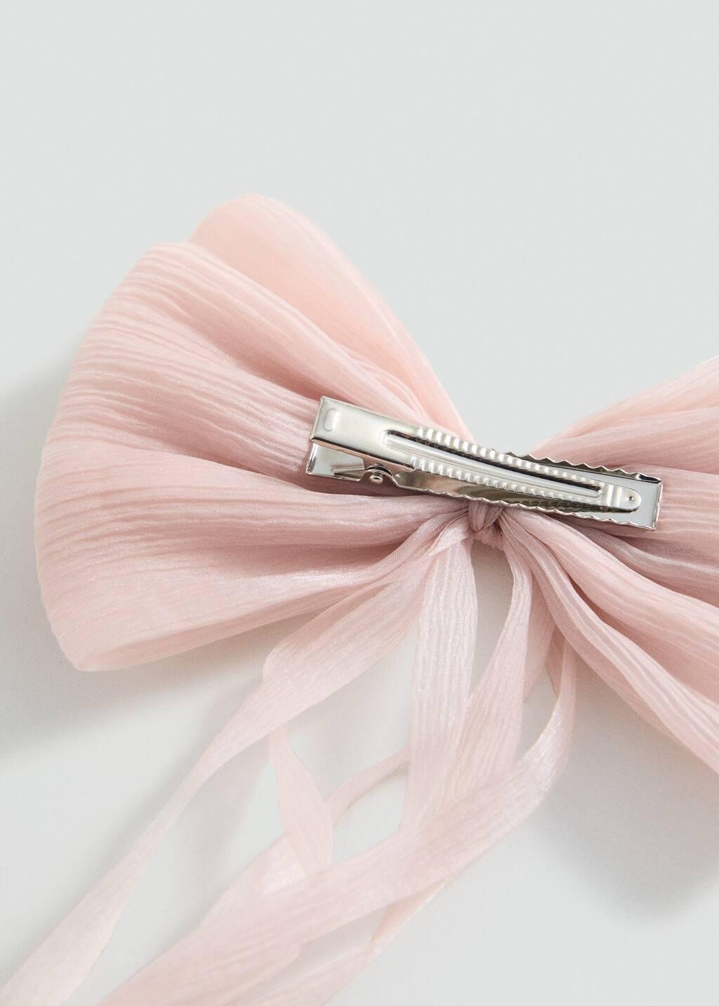 Pink Bow Plain Regular Hairclip, Kids Girls, Light-Pastel Pink, large image number 0