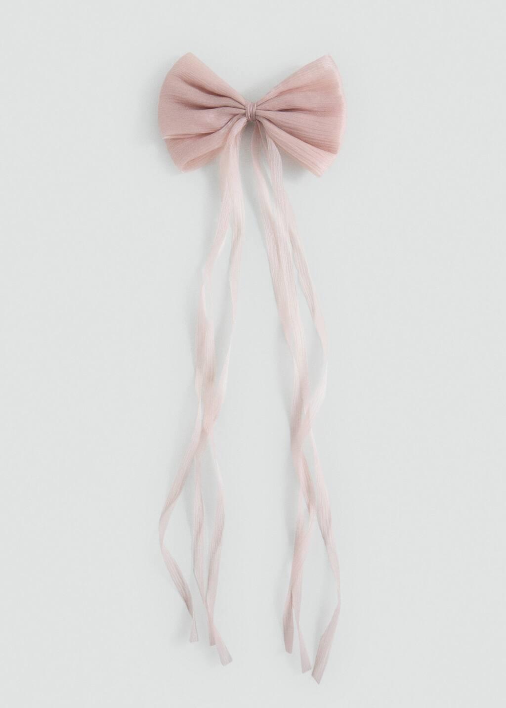 Pink Bow Plain Regular Hairclip, Kids Girls, Light-Pastel Pink, large image number 3