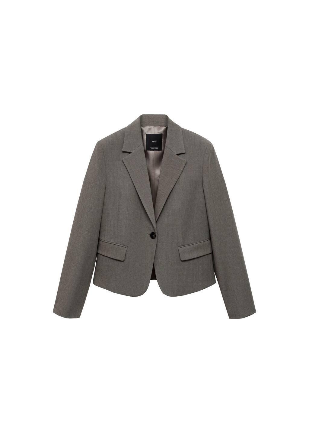 Brown Crop Suit Blazer, , large image number 2