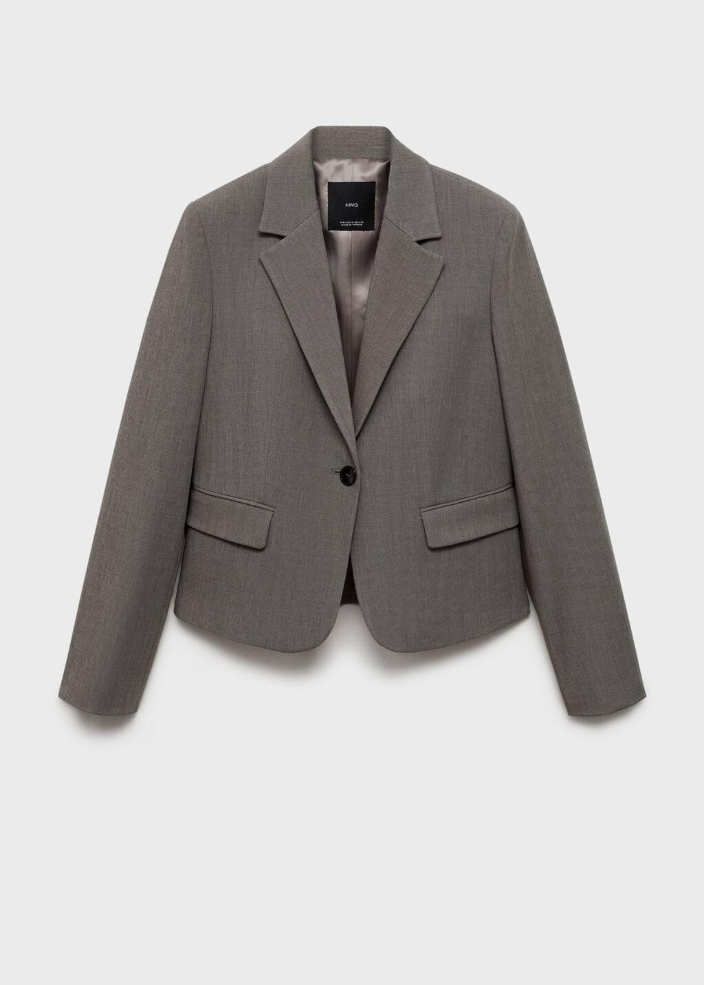 Brown Crop Suit Blazer, , large image number 4
