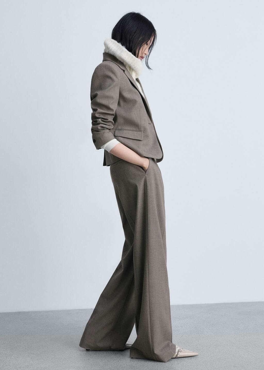 Brown Crop Suit Blazer, , large image number 5