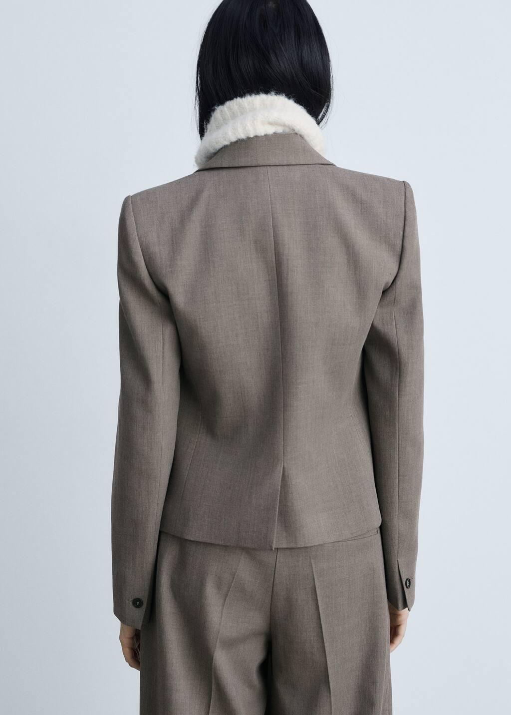 Brown Crop Suit Blazer, , large image number 7