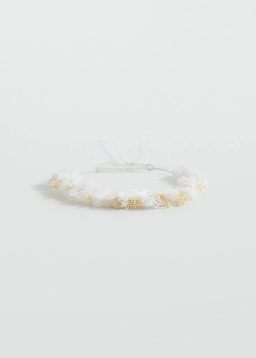 White Tie Closure Flower Hairband, Kids Girl, White, large image number 4
