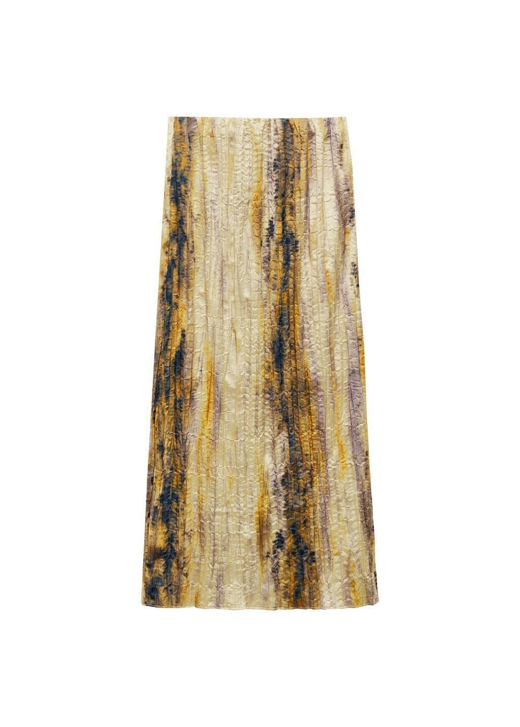 Yellow Long Satin Textured Skirt, , large image number 2
