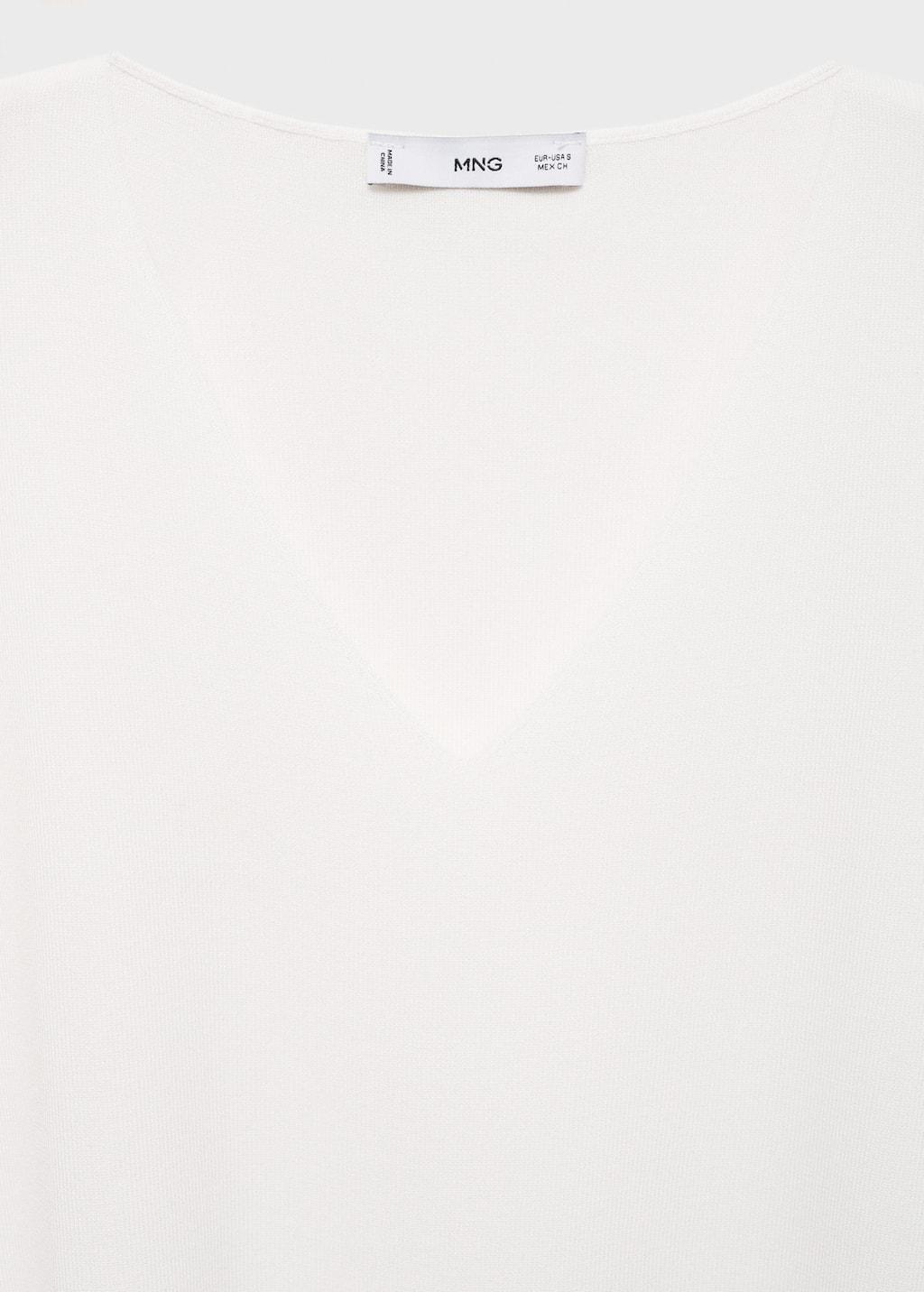 White V-Neck Knit Top, , large image number 5