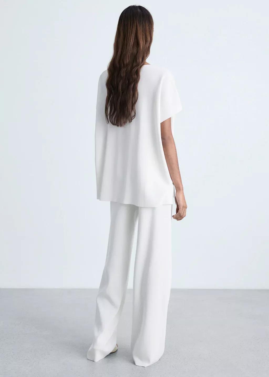 White V-Neck Knit Top, , large image number 6