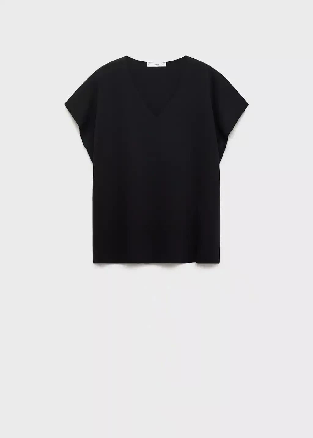 Black V-Neck Knit Top, Black, large image number 4