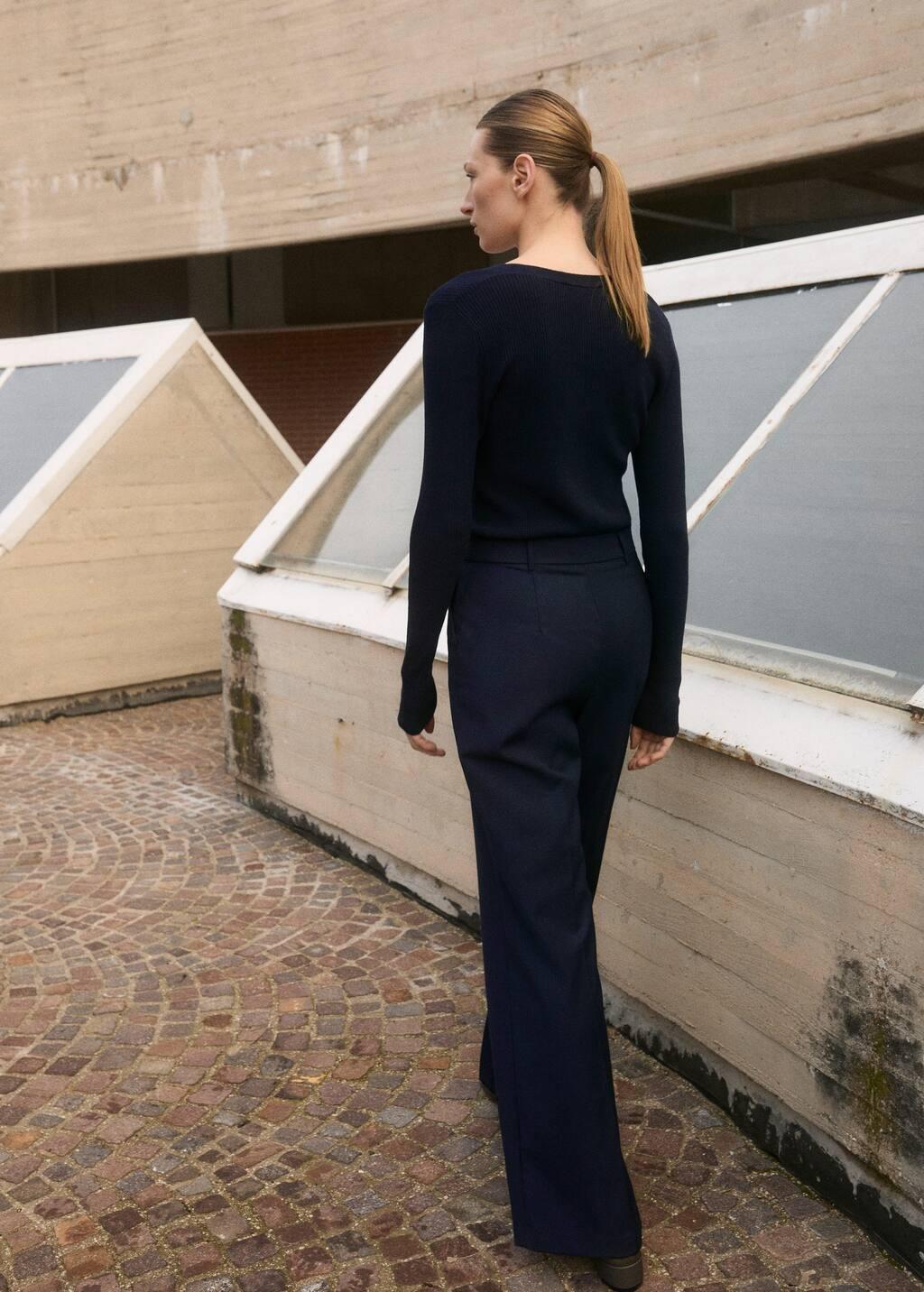 Navy Contrast-Bodice Long Jumpsuit, , large image number 5