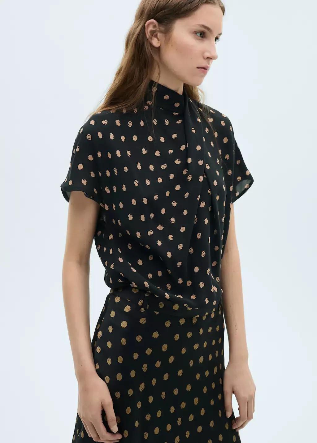 Black Polka Dot Blouse, , large image number 0