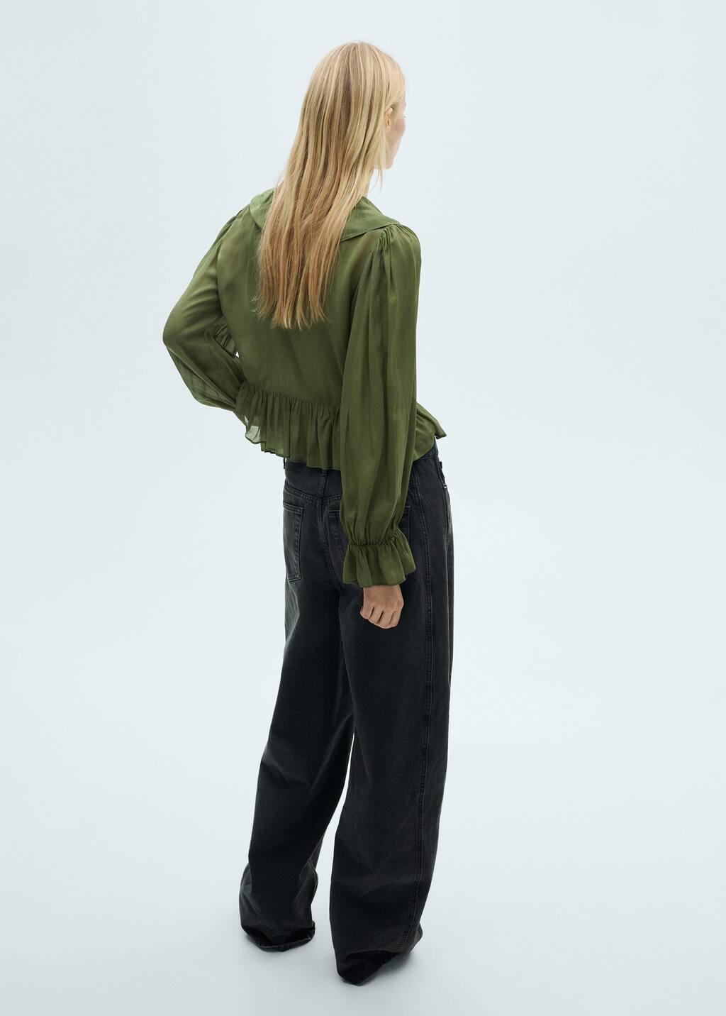 Khaki Ruffled Blouse, , large image number 6
