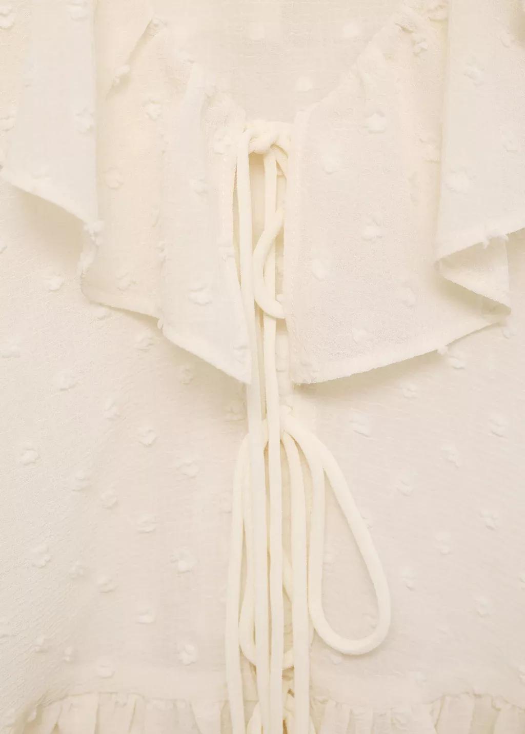 Beige Ruffled Blouse With Bow Closure, , large image number 3