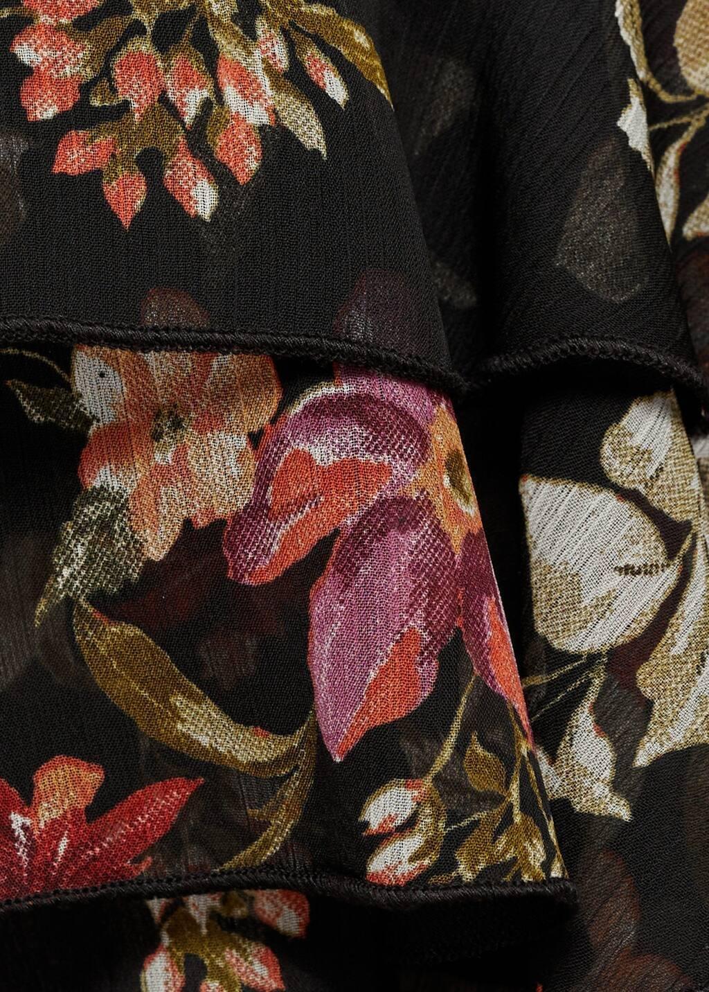 Black Floral Ruffled Blouse, , large image number 7