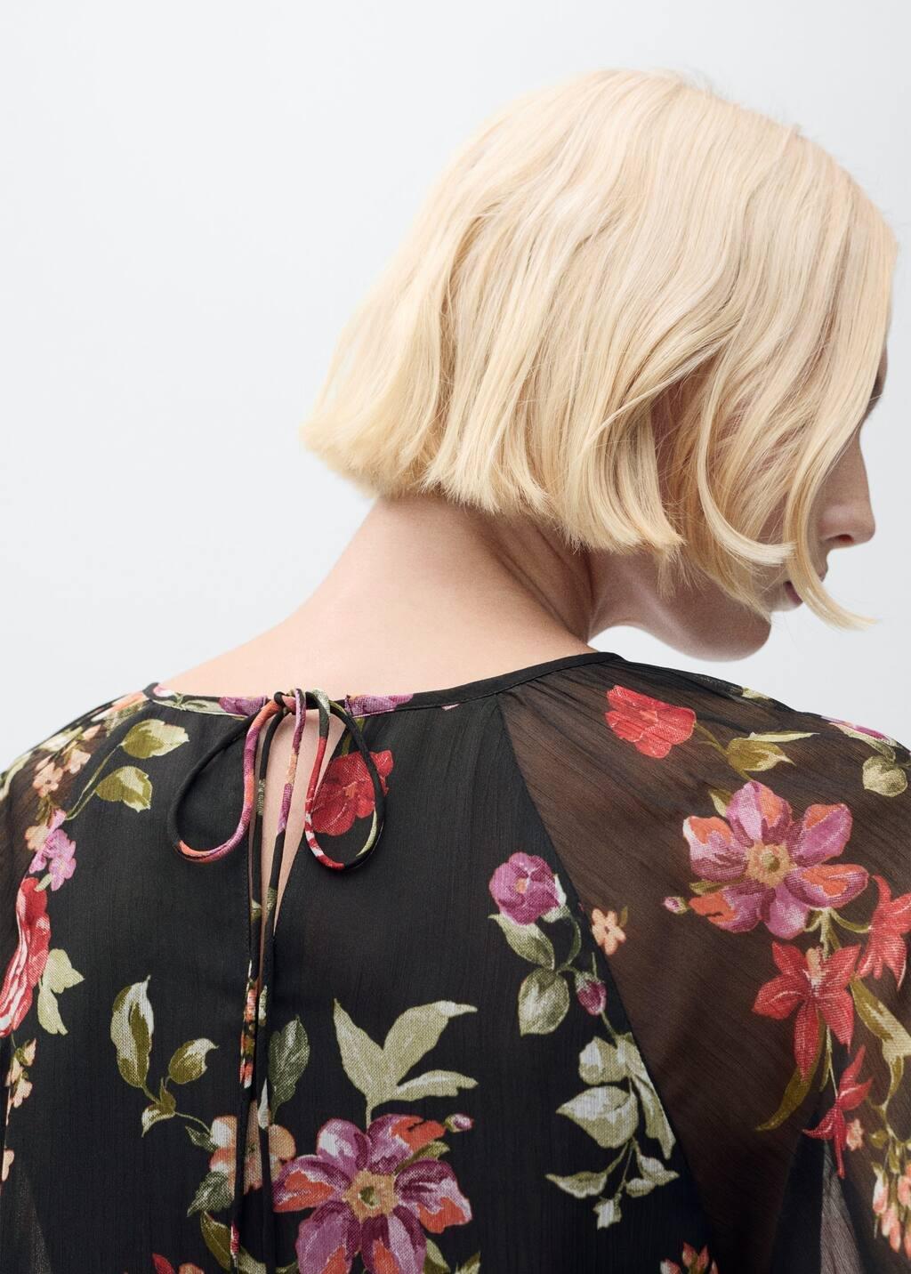 Black Floral Ruffled Blouse, , large image number 9