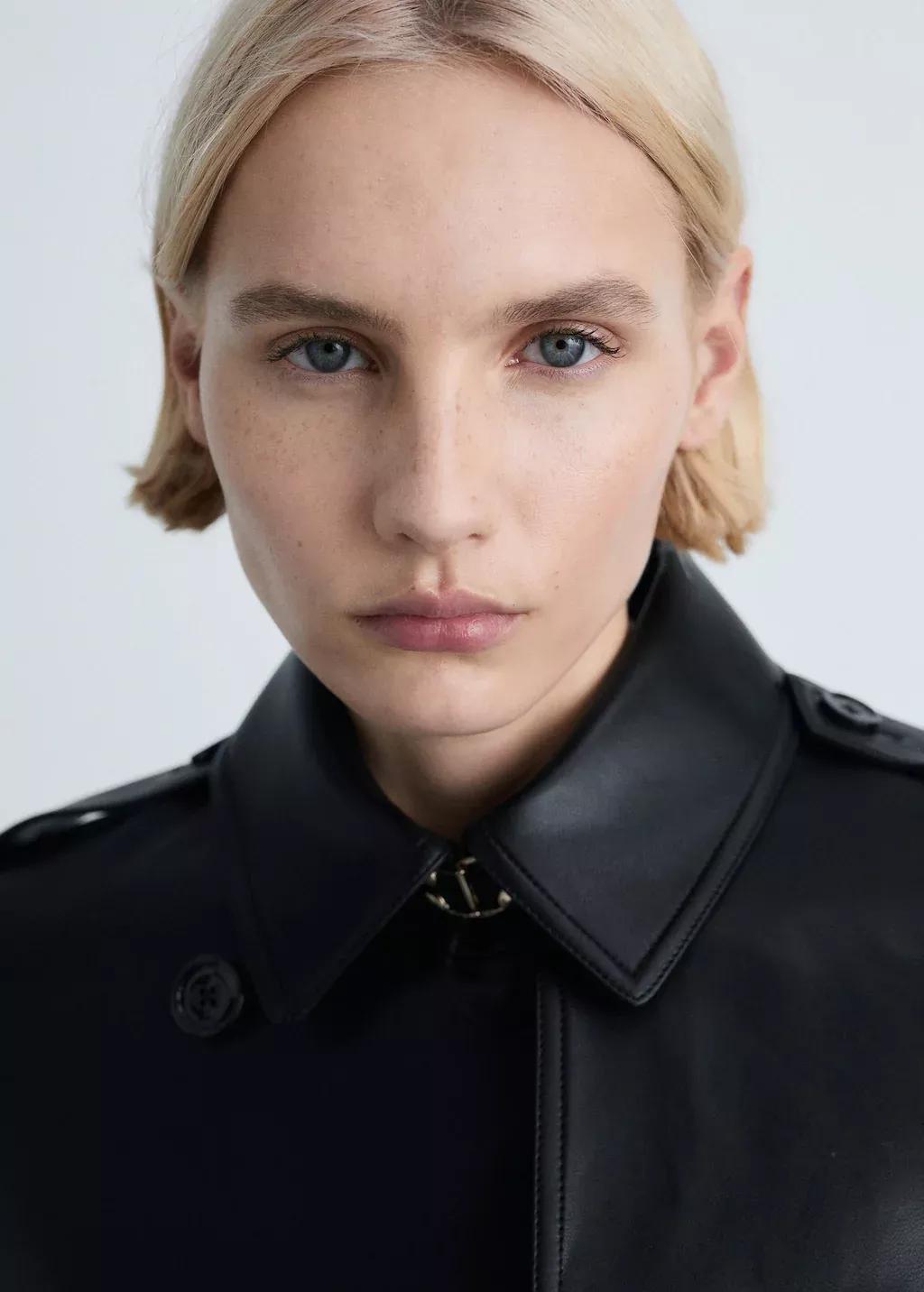 Black Plain Trench Coat, , large image number 1