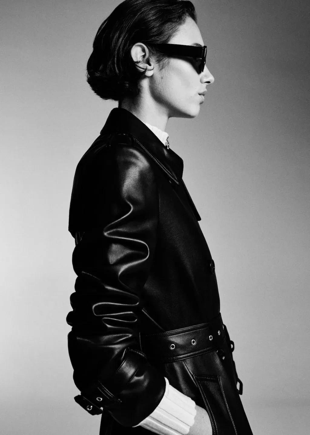 Black Plain Trench Coat, , large image number 7