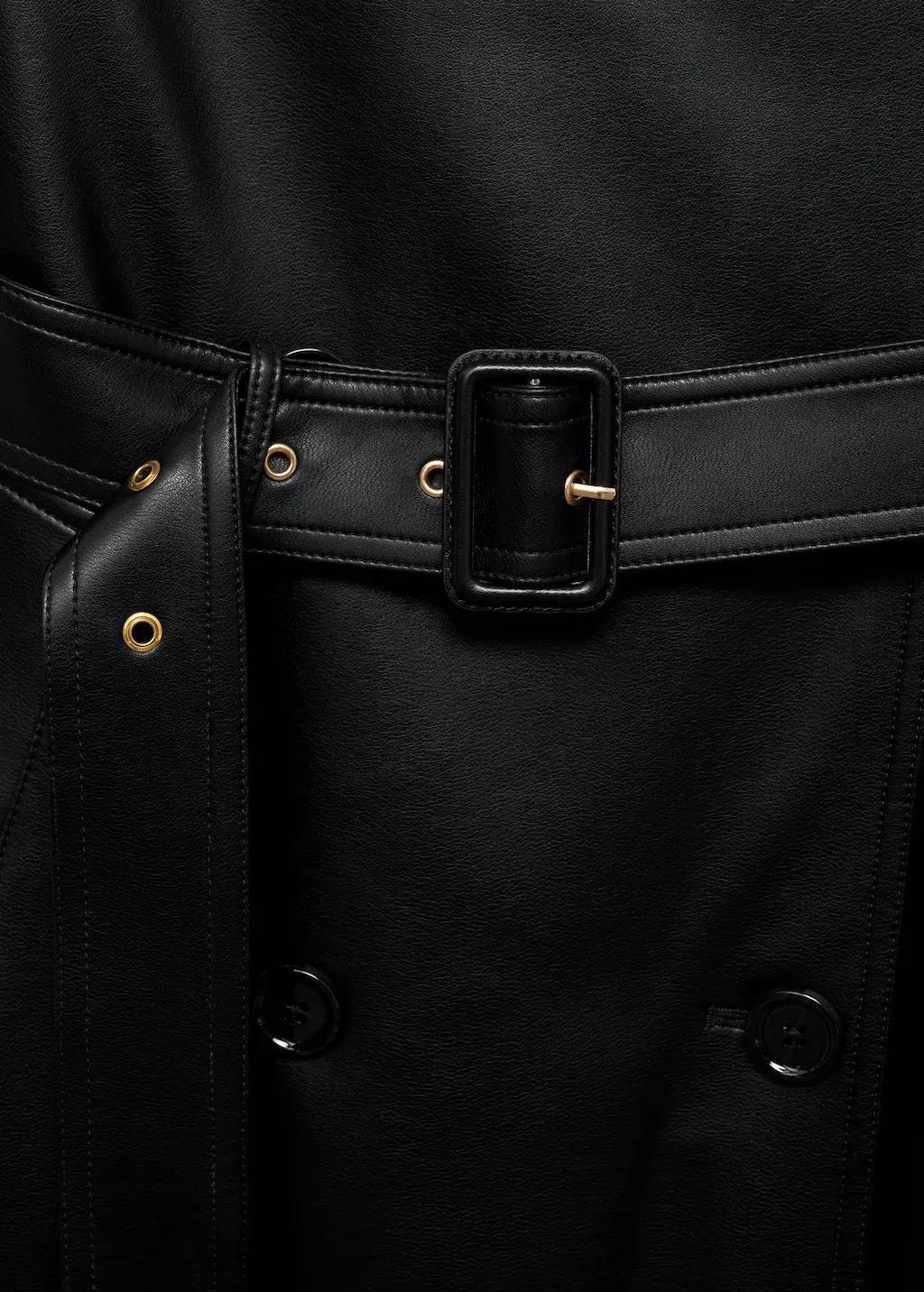Black Plain Trench Coat, , large image number 8