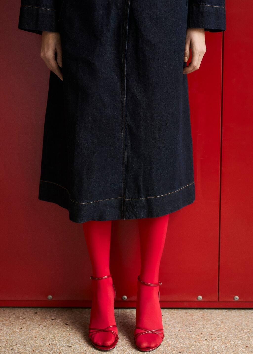 Blue Long Rinse-Wash Denim Trench Coat, , large image number 4