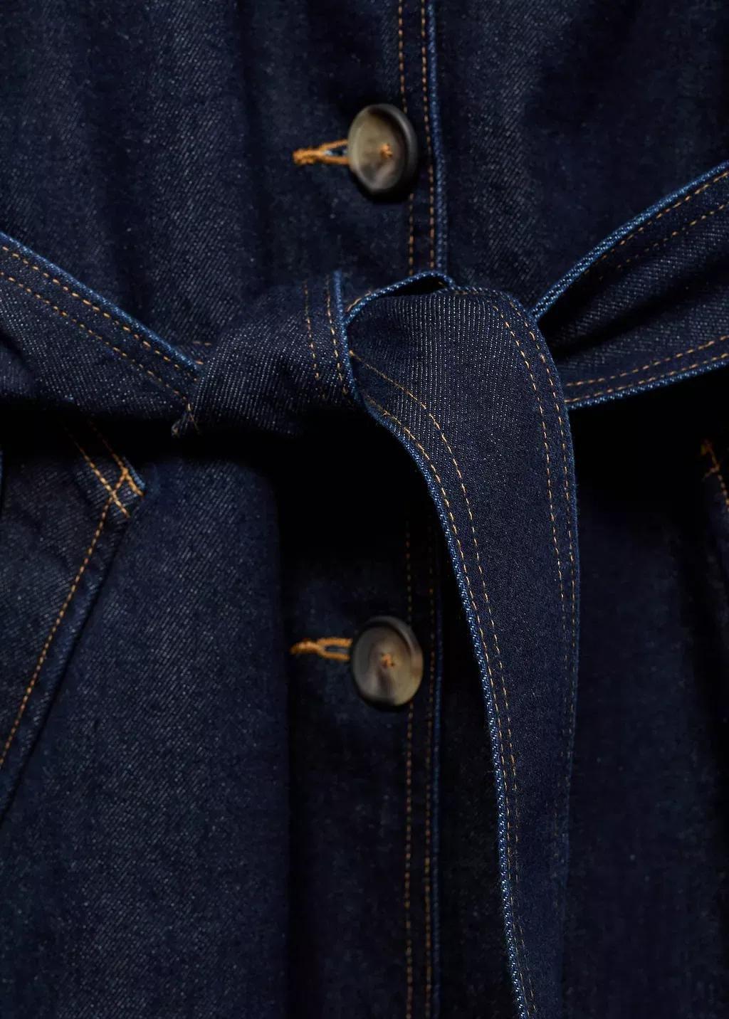 Blue Long Rinse-Wash Denim Trench Coat, , large image number 5