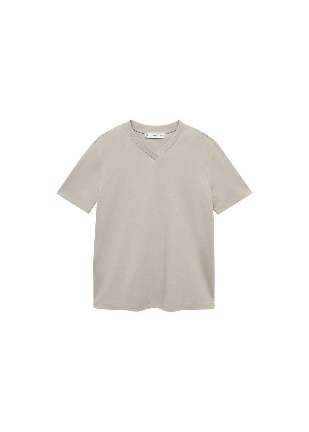 Brown V-Neck Cotton T-Shirt, , large image number 5