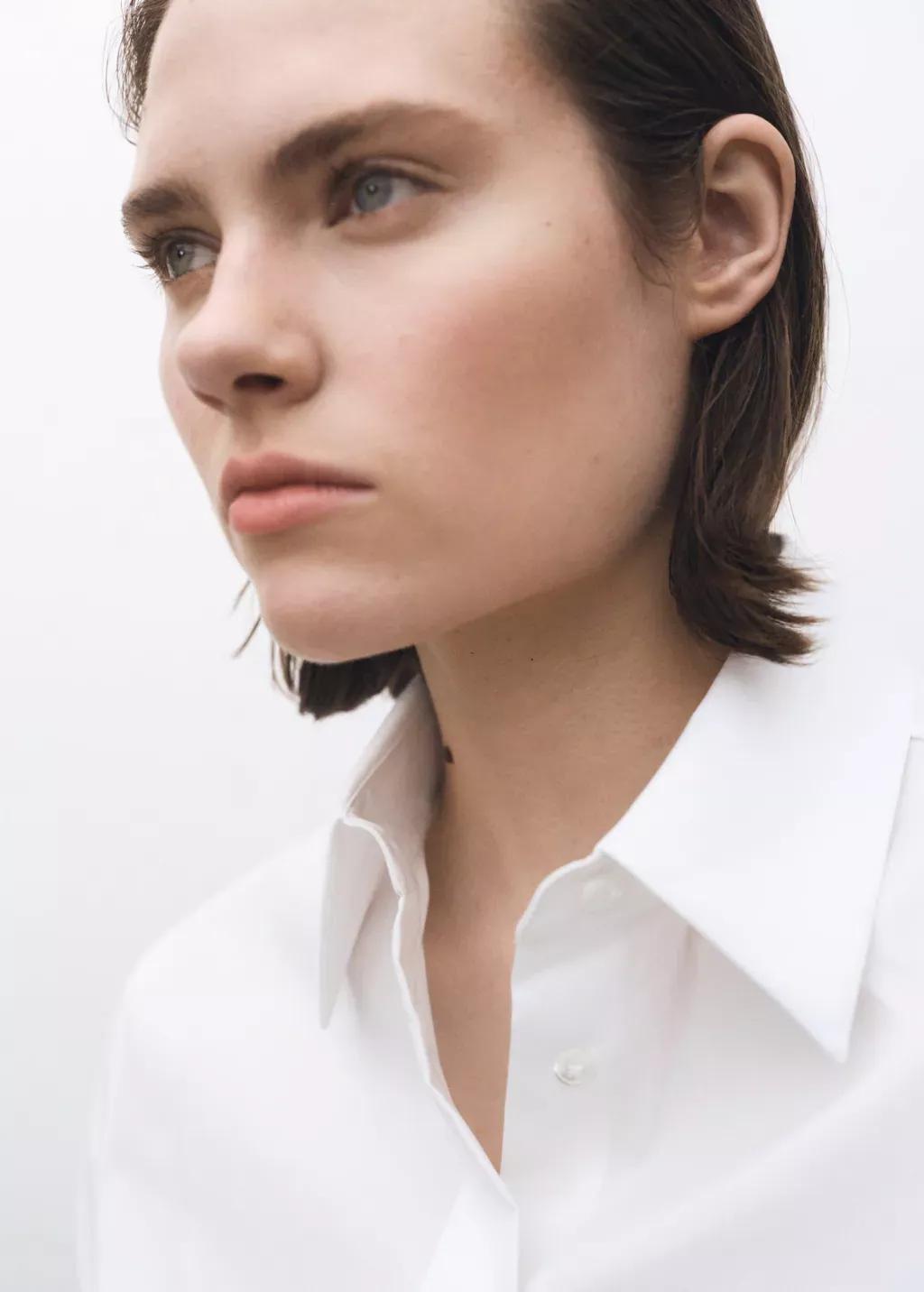White Slim-Fit Poplin Shirt, , large image number 1