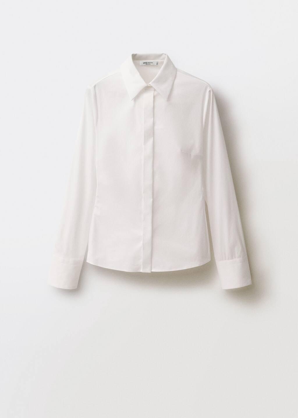 White Slim-Fit Poplin Shirt, , large image number 4