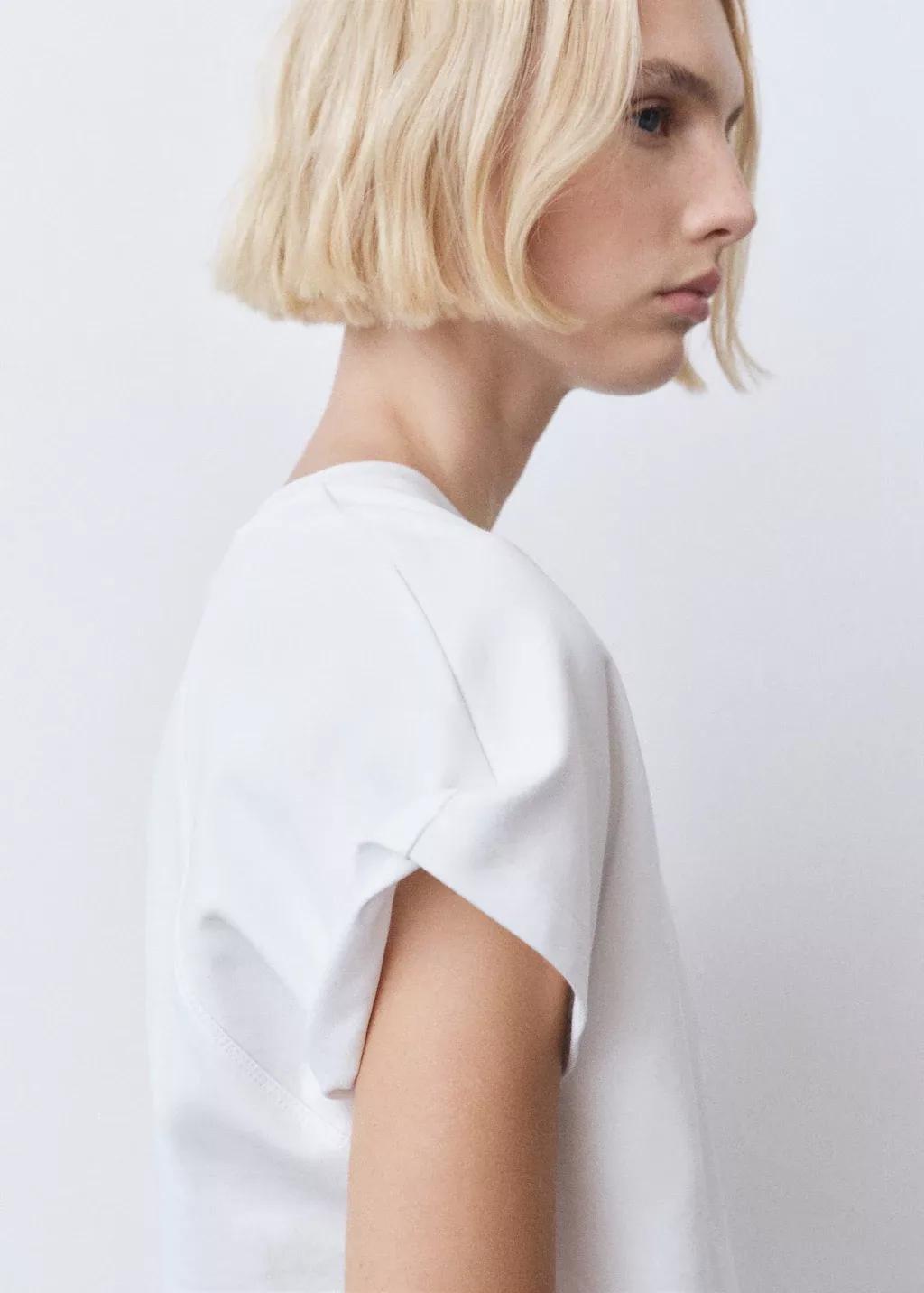 White Short-Sleeved Cotton T-Shirt, , large image number 2