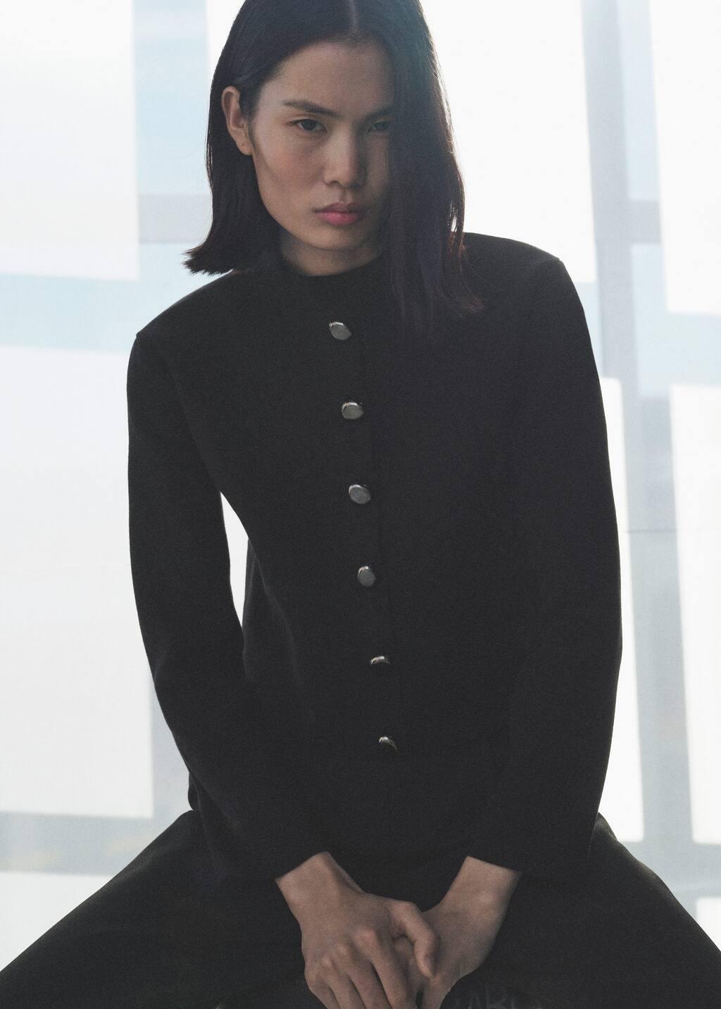 Black Plain Casual Jacket, , large image number 1