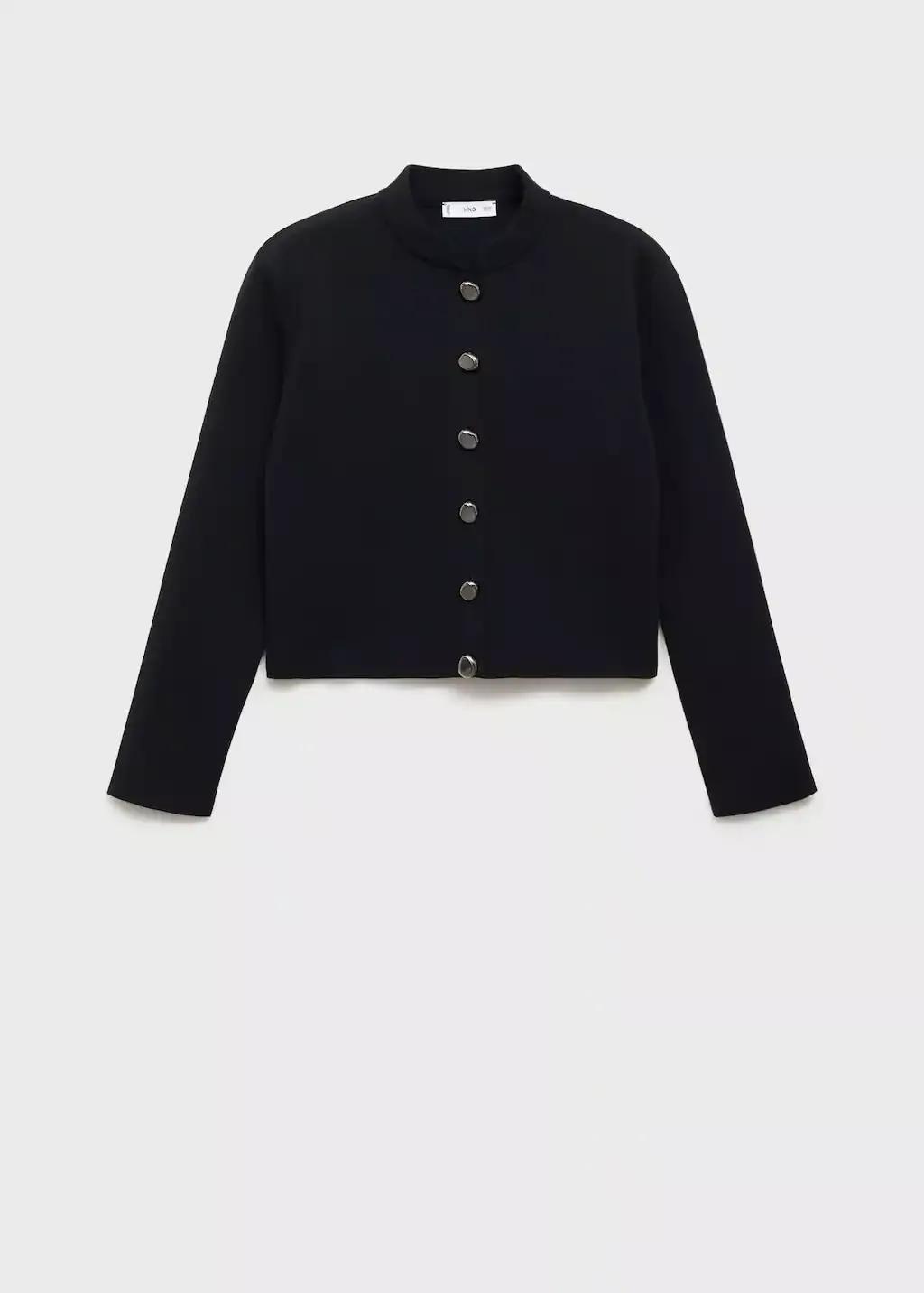 Black Plain Casual Jacket, , large image number 4