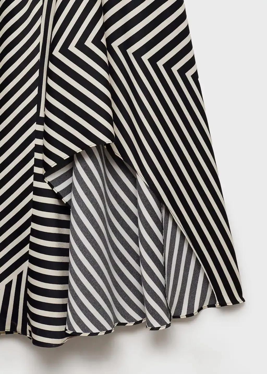 Black Asymmetrical Striped Print Dress, , large image number 3