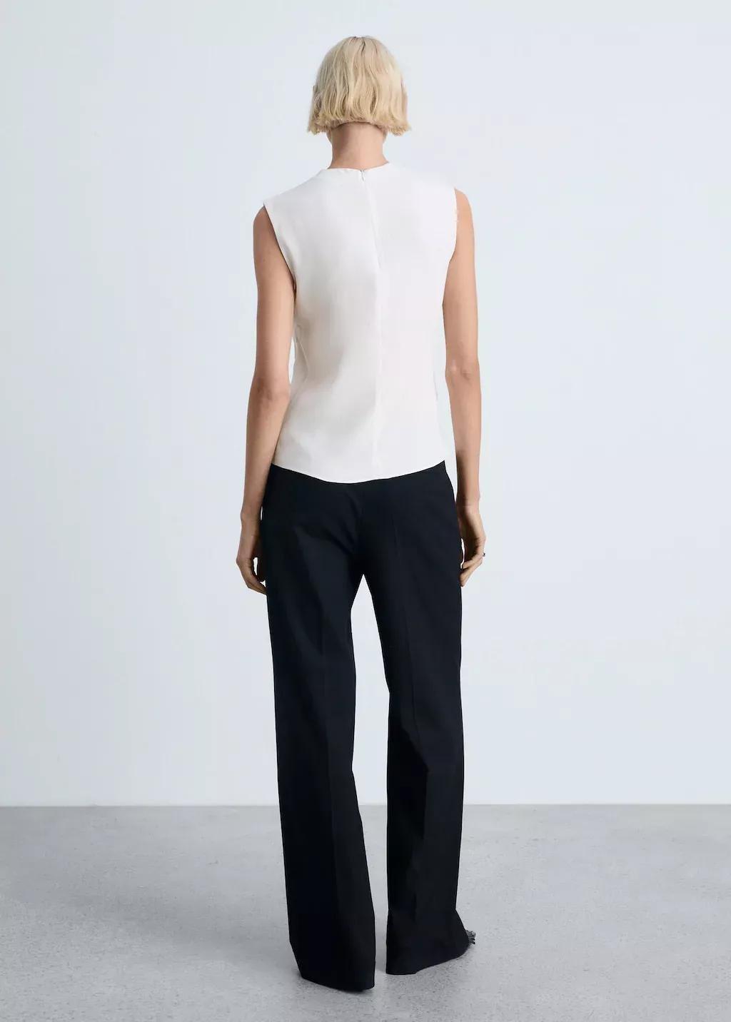 White Sleeveless Draped Blouse, , large image number 7