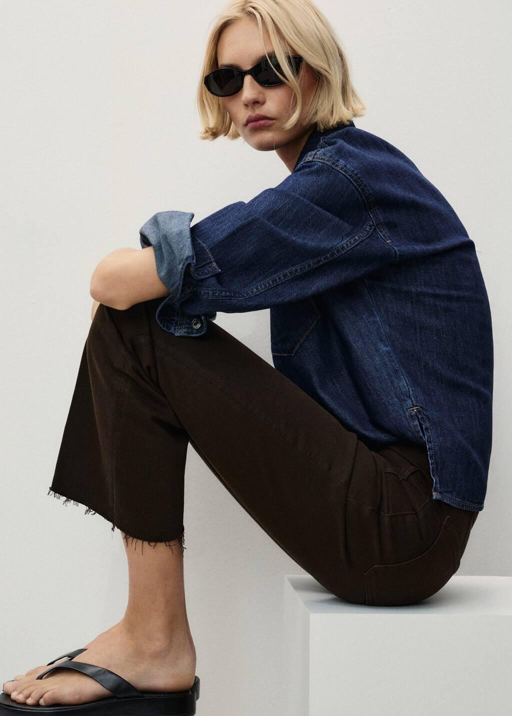 DARK BROWN Flared cropped jeans with pockets, , large image number 3
