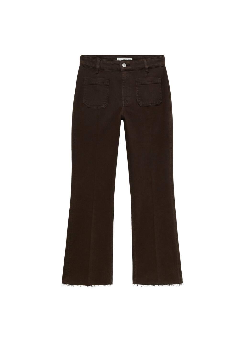 DARK BROWN Flared cropped jeans with pockets, , large image number 4