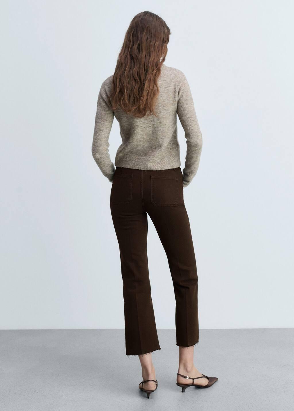 DARK BROWN Flared cropped jeans with pockets, , large image number 5