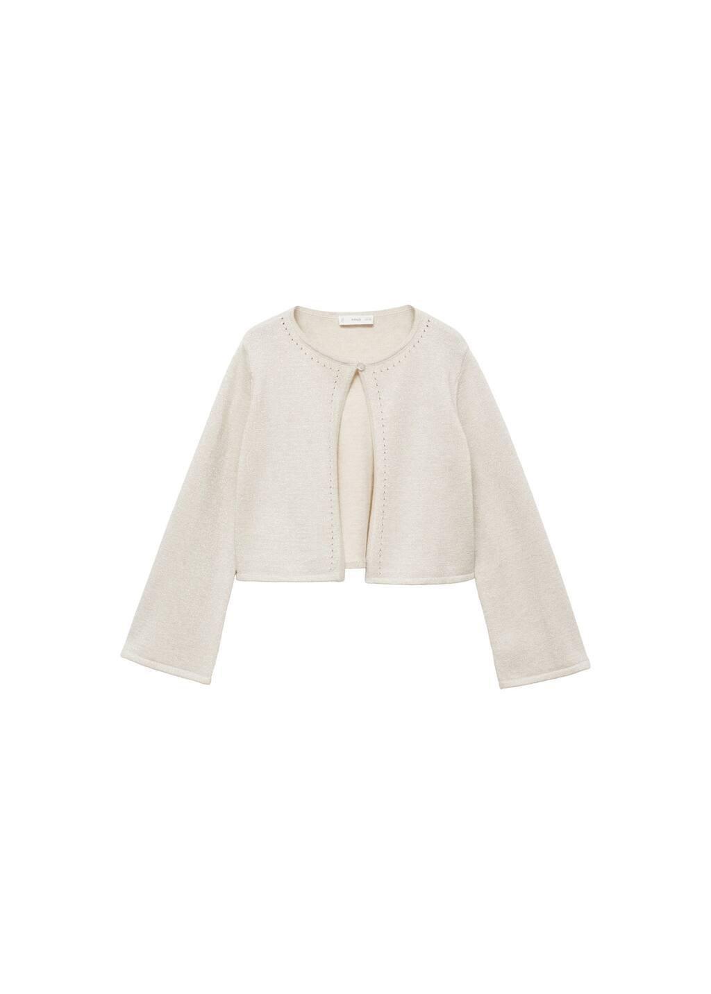 Beige Knit Cardigan, Kids Girl, , large image number 4