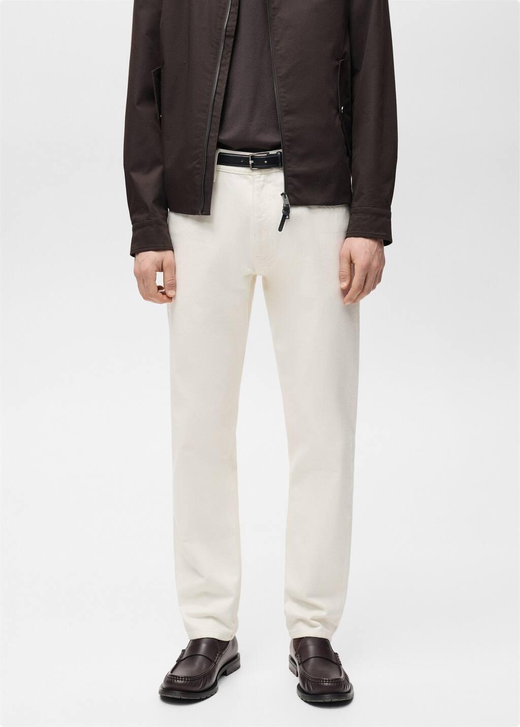 White Tapered-Fit Selvedge Jeans, , large image number 0