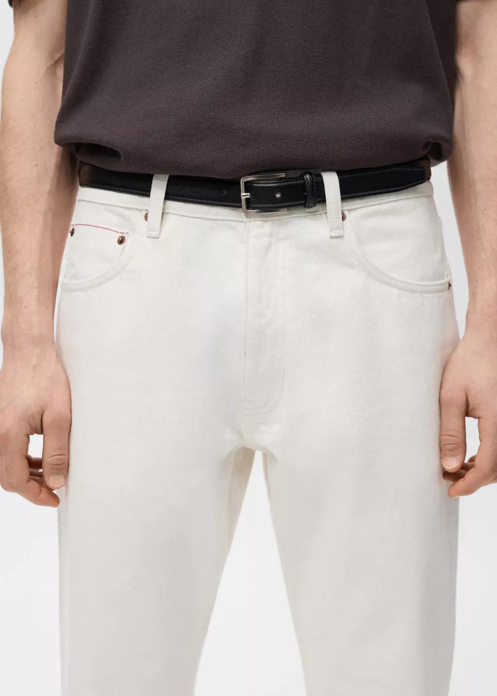 White Tapered-Fit Selvedge Jeans, , large image number 1