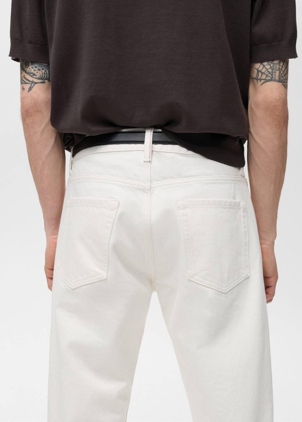 White Tapered-Fit Selvedge Jeans, , large image number 4