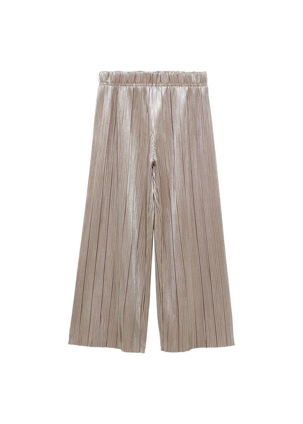 Silver Pleated Straight Trousers, Kids Girl, , large image number 4