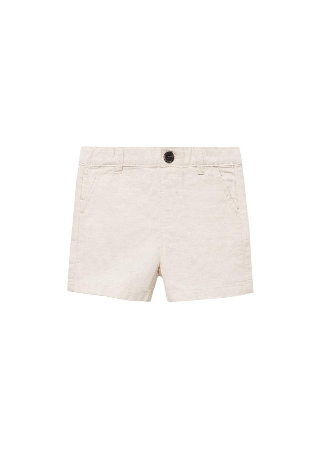 Brown Lt Pastel Linen-Cotton Blend Bermuda Short, Baby Boy, , medium