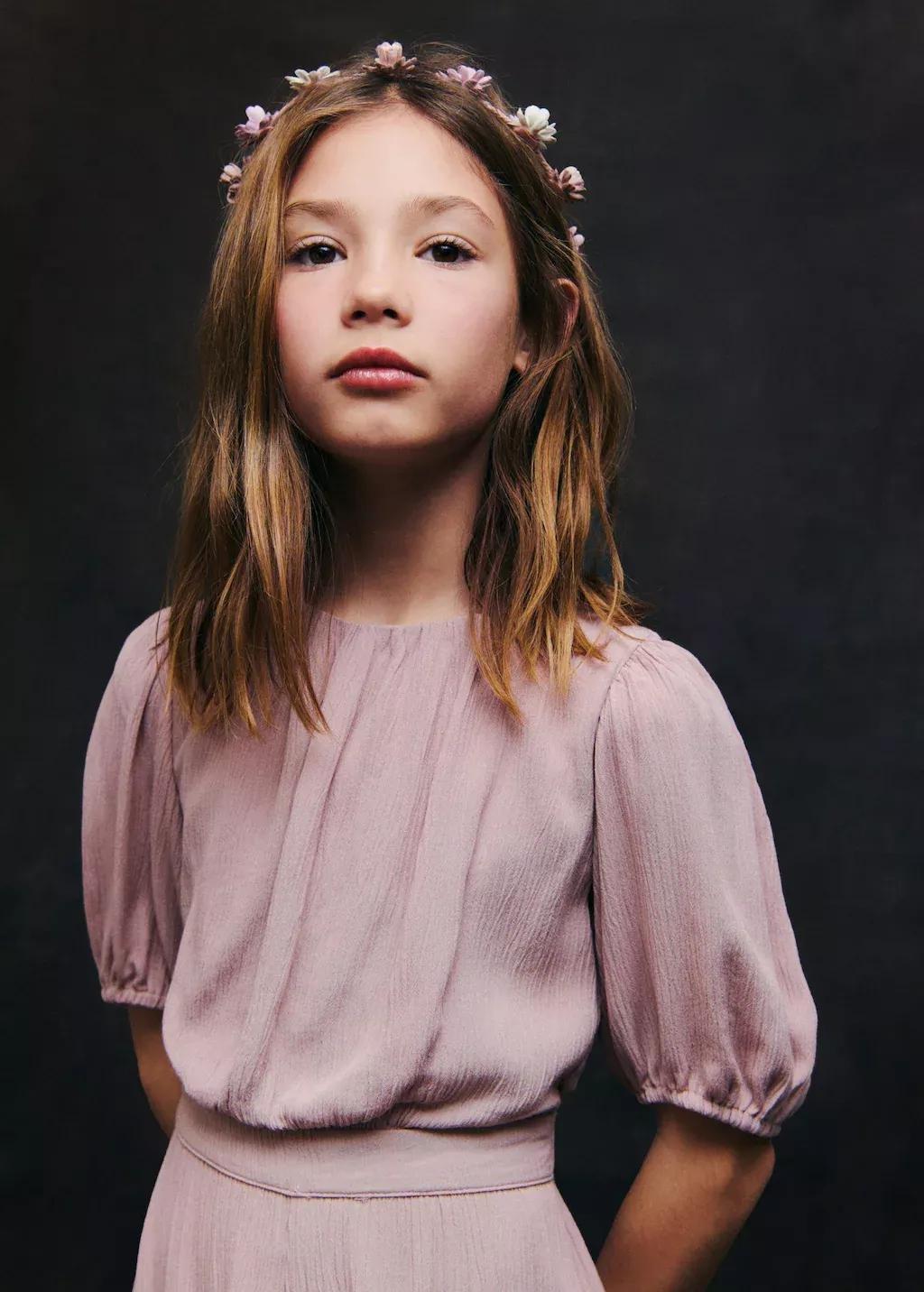 Pink Textured Long Jumpsuit, Kids Girl, , large image number 2