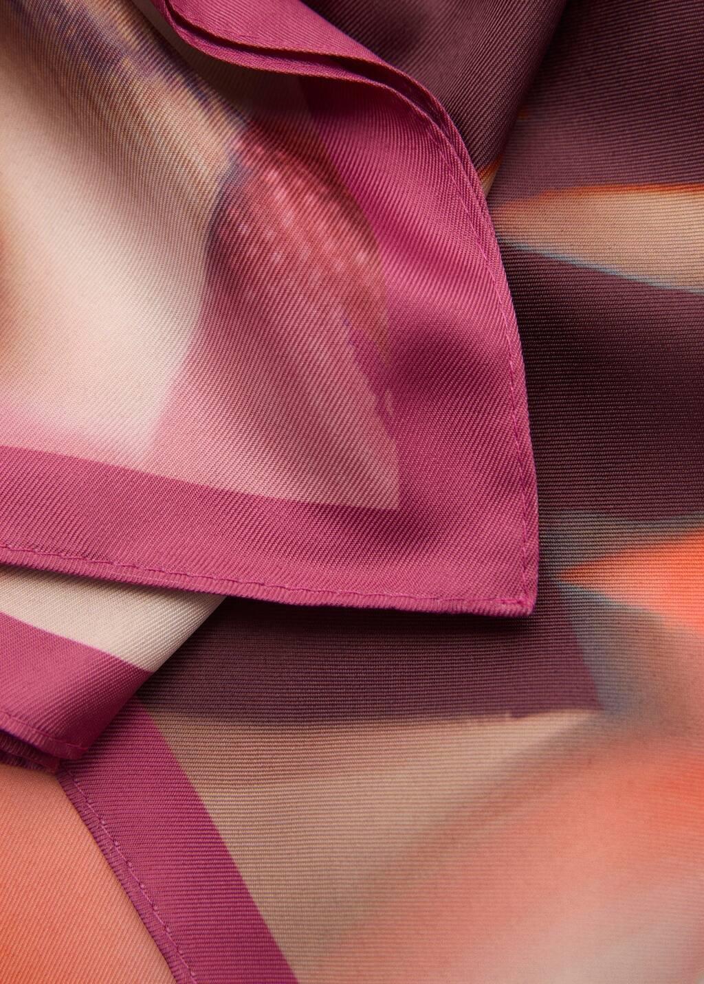 Pink Printed Satin Scarf, , medium