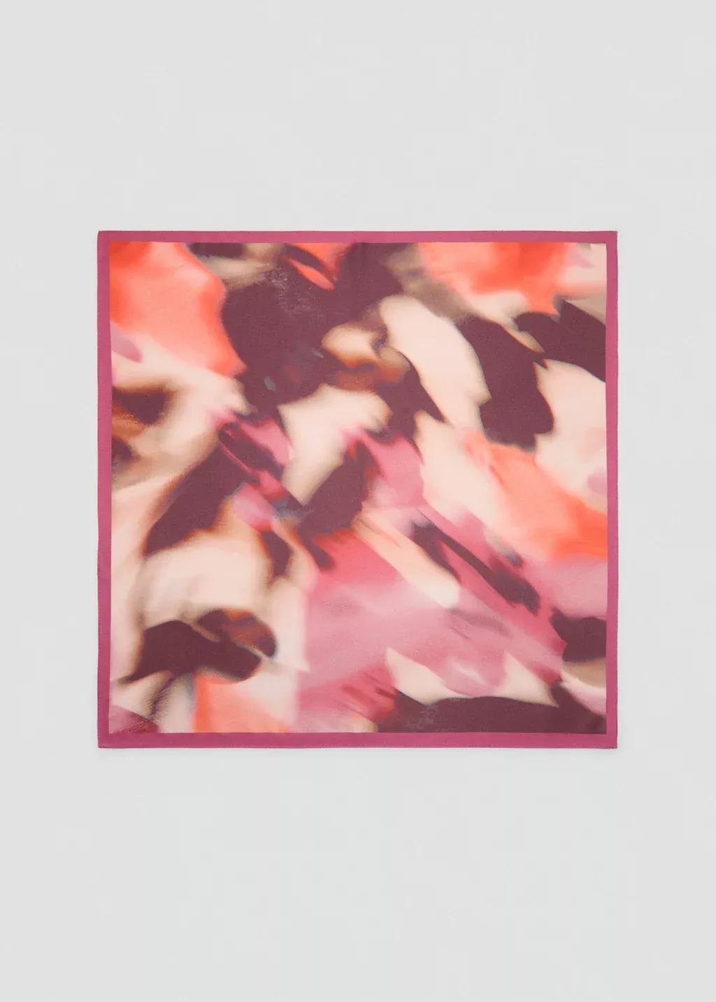 Pink Printed Satin Scarf, Pink, large image number 3