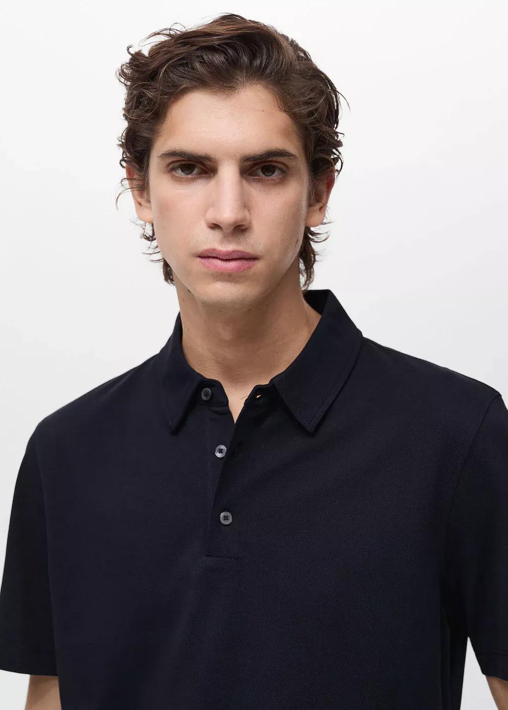Blue Slim-Fit Cotton-Pique Polo Shirt, , large image number 1
