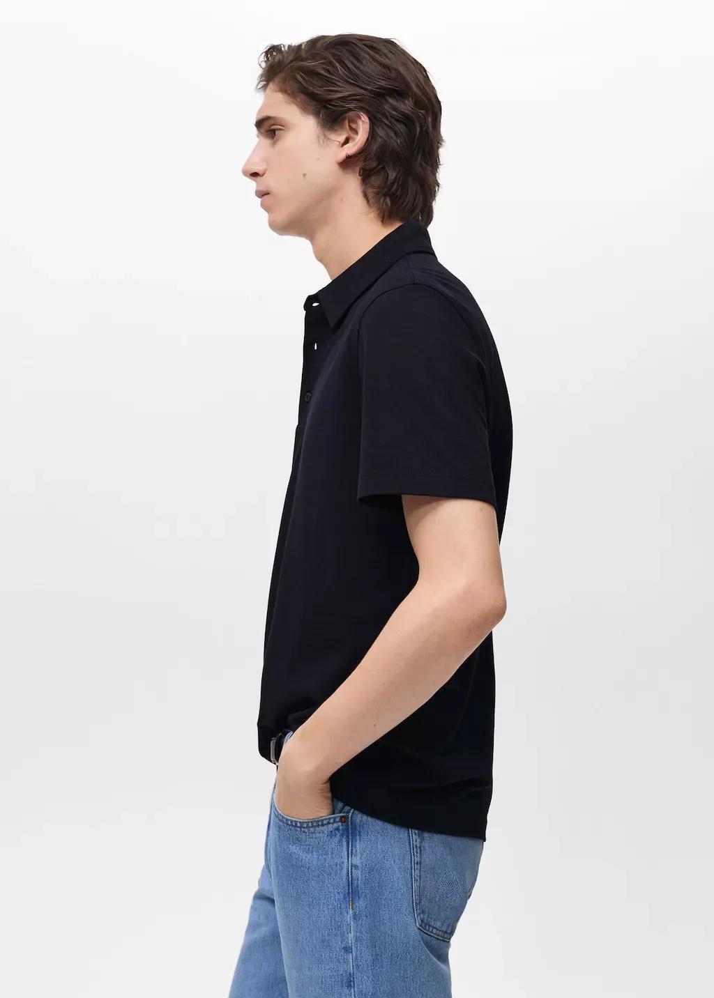 Blue Slim-Fit Cotton-Pique Polo Shirt, , large image number 3