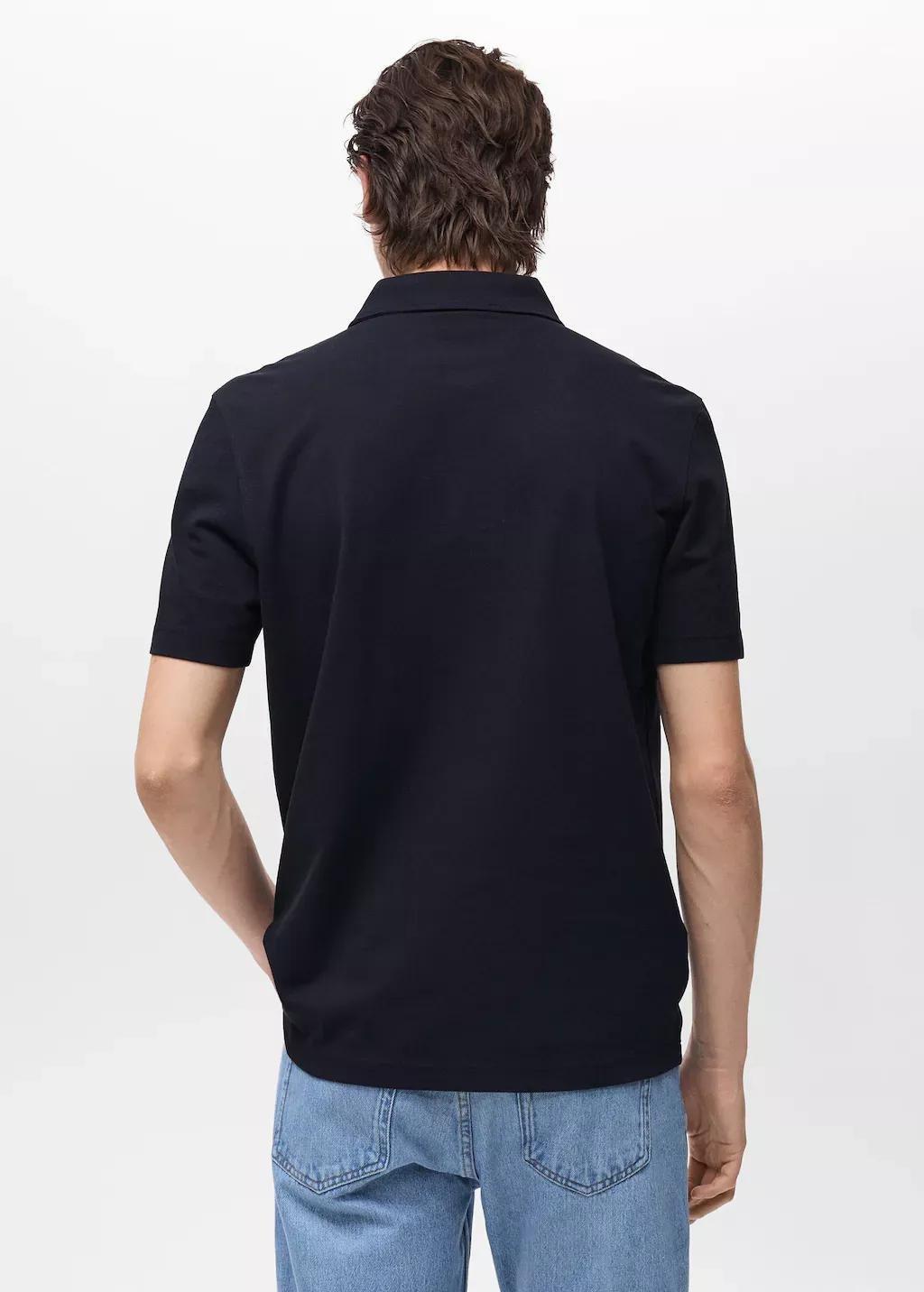 Blue Slim-Fit Cotton-Pique Polo Shirt, , large image number 6