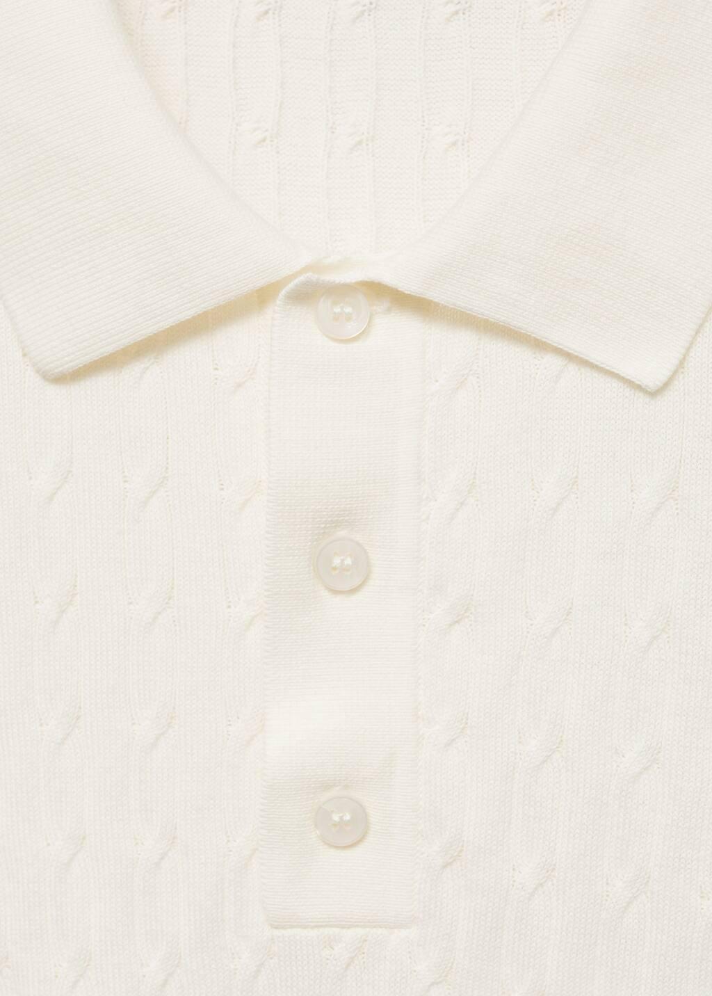 White 100% Cotton Braided Knitted Polo Shirt, , large image number 5