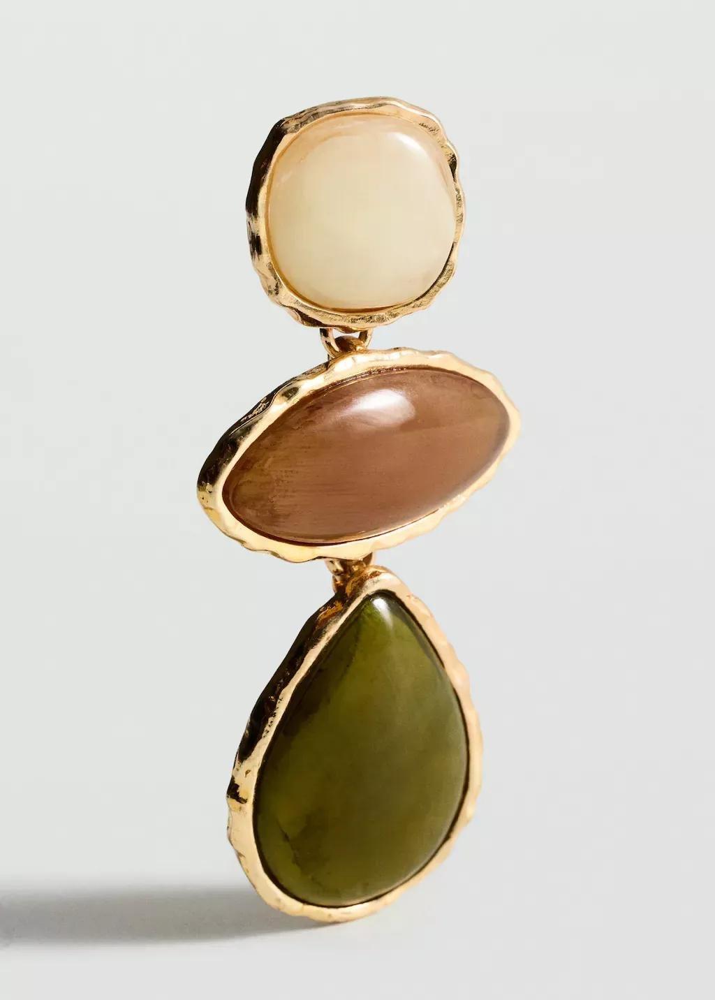 Beige Beaded Drop Earrings, , medium